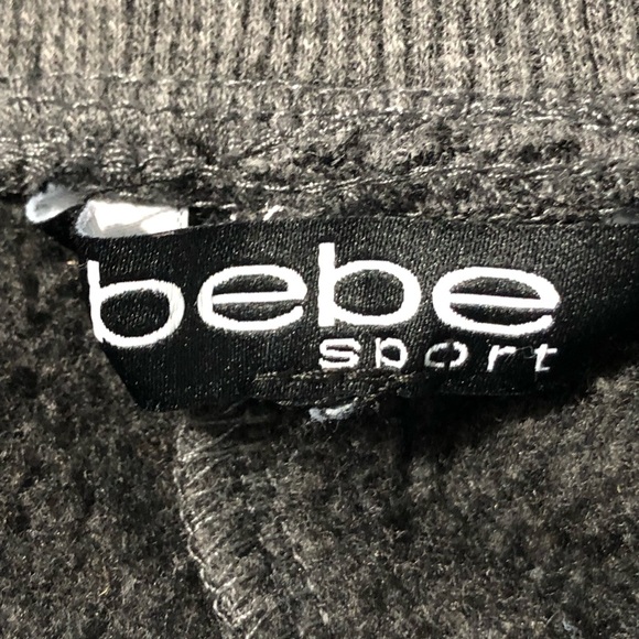 Bebe women jogger pants gray fall winter pockets logo EUC - Picture 5 of 5